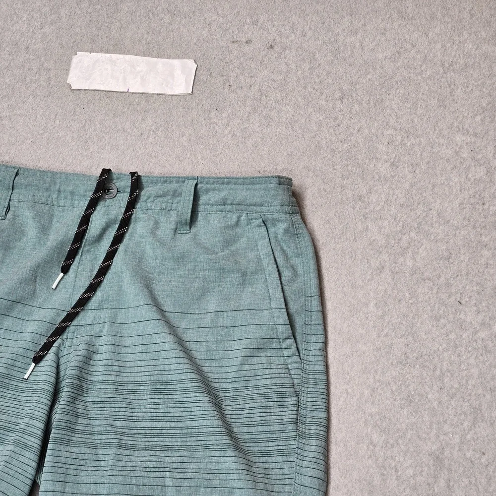 O'Neill Men Shorts 34 Teal Swimwear Striped Board Shorts Button Logo